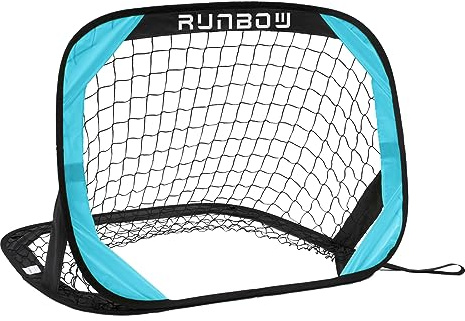 RUNBOW 3.3x2.2ft Pop Up Football Goal Portable Soccer Net for Kids Children Outdoor Fun in Backyard and Beach（3.3x2.2ft） (Blue, 3.3x2.2 FT,1 Pack)