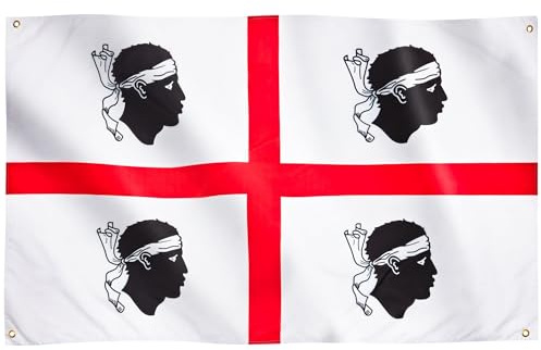 Runesol bandera Cerdeña, 91x152cm, 3ft x 5ft, 4 Ojales, Ojales en Cada Esquina, Banderas Premium, Interior y Exterior, Colores Intensos