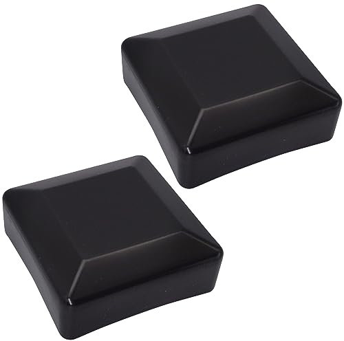 SKIR'CO (2 pièces) Capuchons de Poteau de Clôture, Carré 70 x 70 mm Capuchons en Plastique Noir pour Poteaux de Clôture, Couleur Noir RAL 9005