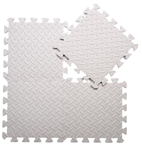 Coolcandy EVA Foam Play Mat, 16 Tiles Colorful Baby Play Mat, Square Kids Playmat with Solid Colored, 0.4 Thickened Interlocking Foam Floor Tiles, Puzzle Play Mat for Baby Crawling, Playing (White)