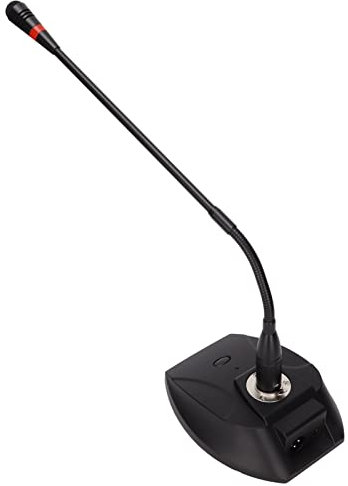 Microfono da Tavolo, Indicatore Cavo da XLR a Condensatore Cardioide da 6,35 Mm per Registrazione in Streaming da Computer (nero) Collo D'oca Cablato con Testina LED a Collo