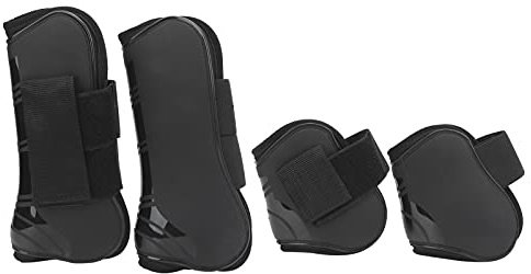 Botas Para Tendones De Caballos, Botas Protectoras Para Tendones Para Saltos De Caballos, 4 Piezas De Botas Protectoras Ajustables Para Caballos, Protección Segura Para Las Patas De Caballo(L-Negro)