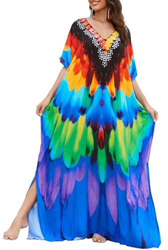 Bsubseach Kaftan Kleider für Frauen Lange Badeanzug Abdeckung Plus Größe Caftans Strand Badeanzug Abdeckung Ups Feder