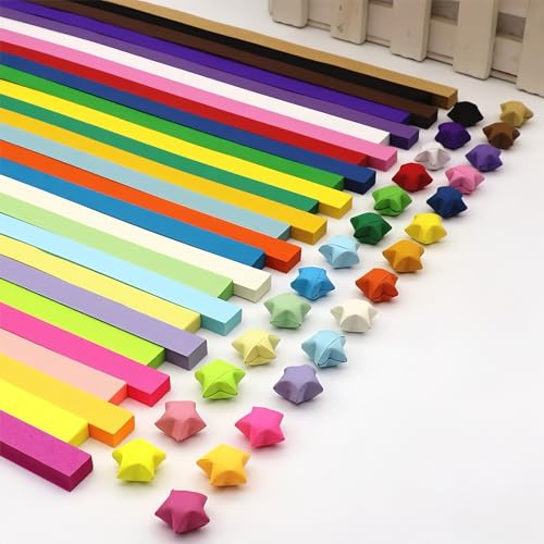 Rukinovi 1030-Piece Origami Star Paper Strips–27 Assorted Colors for DIY Crafting, Handmade Decoration, School Projects & Teaching Supplies (1030 Pcs)