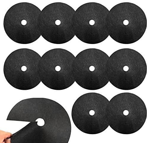 Dischi Pacciamatura per Alberi, 10 Pezzi Tappetino Protettivo per Erbacce da Giardino, Tappetino Protettivo Rotondo in Non Tessuto per Piante E Alberi, Protezione delle Radici Contro Le Erbacce