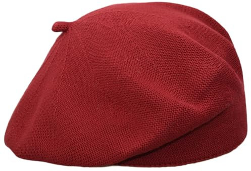 Melegari Damen Baskenmütze | 100% Baumwolle | Sofia Beret | Frühling Sommer, bordeaux, 55-59