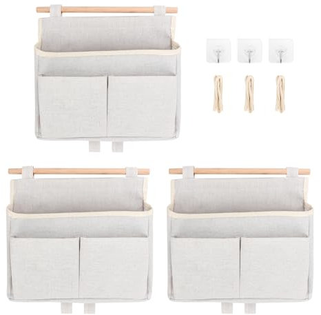 3 Stück Hängeorganizer, Hängeaufbewahrung, Wandorganizer, Tür Organizer, Leinen Aufbewahrung Hängend für Home, Office, Bad, Kinderzimmer