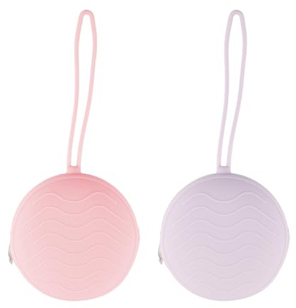 Tabanzhe 2 Pack Dummy Holder Cases with Strap,Safe Durable Pacifier Storage Container Set,Universal Portable Baby Dummy Holder Pod Box Holder Bag Accessories for Travel Home(Purple,Pink)