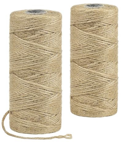 Stiverse 200M Natural Jute Twine - 2 Rolls, Brown - For Crafts, Garden, DIY, Christmas Decorations & Packaging