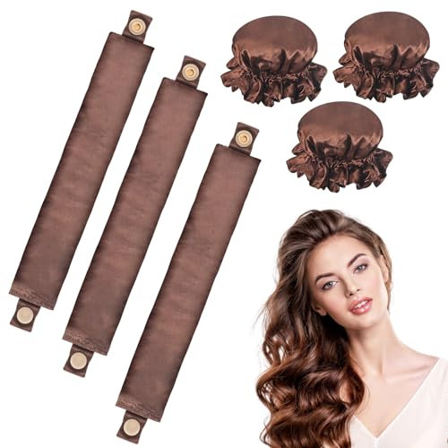 Set da 3 pezzi di ferro arricciacapelli senza calore, ferro arricciacapelli in seta, bacchetta arricciacapelli non riscaldata per capelli medio-lunghi, capelli lunghi, capelli corti