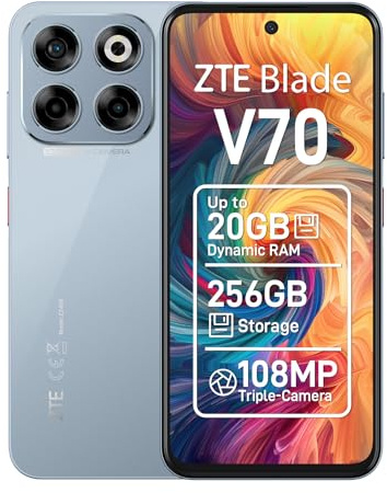 ZTE Blade V70-4G Smartphone - Dual-SIM - RAM 8 GB/Interner Speicher 256 GB - microSD Slot - 6.7 - 1600 x 720 Pixel (120 Hz) - Triple-Kamera 108 MP, 2 MP - Front Camera 16 MP - Sternenstaubgrau