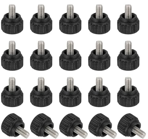 sourcing map 20 Pcs Threaded Knurled Thumbscrew, M4 x 6mm Monitor Mount Arm Screws Stainless Steel Clamping Knobs Grip Thumb Screw for Computer TV