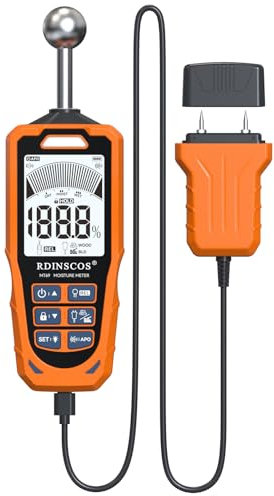 Feuchtigkeitsmessgerät RDINSCOS Feuchtigkeitsmessgerät Wand,Pin&Pinless Feuchtigkeitsmesser für Wände, Holz, Mauerwerk, Beton und Andere Baustoffe