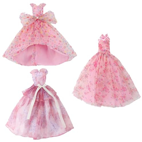EOYVAIL Ensembles de vêtements et accessoires pour poupées,Robe de mariée pour poupée de 30 cm, 3 pièces, robe de soirée rose, cadeau DIY pour filles