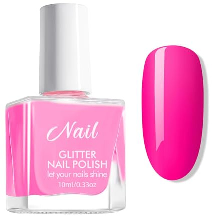 Pink Nail Polish Neon Hot Pink Nail Varnish Quick Dry Breathable BrightPink Gel Polish Water Based Formula Long Lasting Chip Resistant Nail Polish for Nail Art DIY at Home