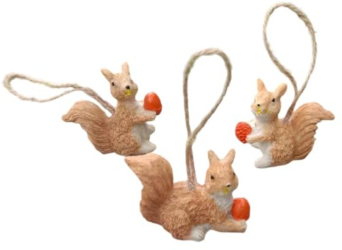 Baoblaze 3 figurines d'écureuil avec corde suspendue, décorations de jardin, sculptures, statues pour pelouse