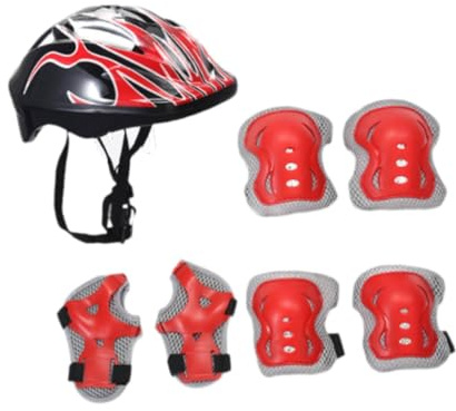 Casco de bicicleta para niños, casco de patinaje sobre ruedas, para ciclismo, multideporte, color negro y rojo