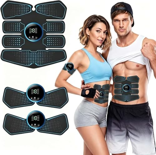 HENESE EMS Elettrostimolatore Muscolare,Elettrostimolatore per Addominali, ABS Addominale Tonificante Cintura,Allenatore Addominale per la Stimolazione Mirata dei Muscoli Addominali