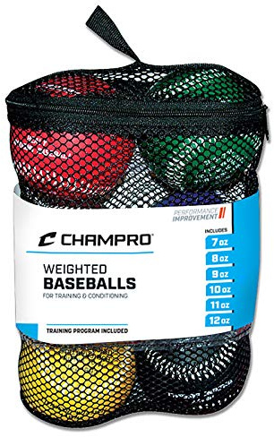 Champro Set di 6 Palle, Palline da Baseball ponderate per Allenamento, Confezione da 6 Uomo, Nero, Giallo, Reale, Verde Foresta, Rosso Cardinale, Rosso Scarlatto, 7, 8, 9, 10, 11, And 12 oz