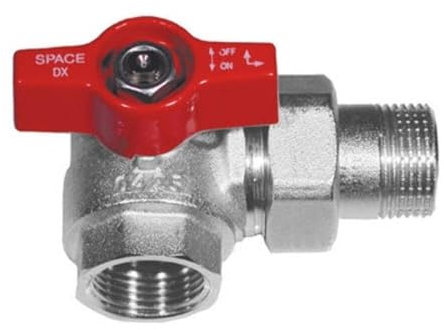 Valvola a sfera squadra per collettori maniglia rossa 3/4 sx