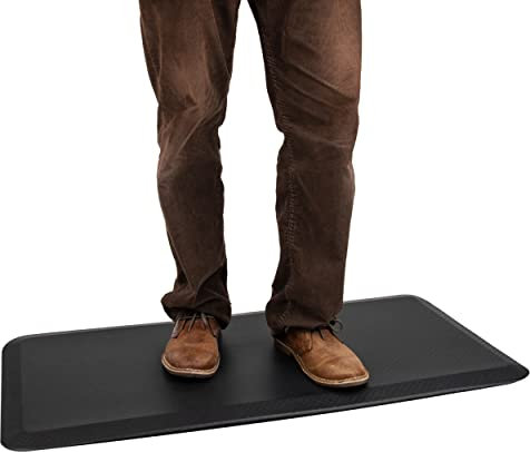 Mind Reader Anti Fatigue Kitchen Mat, Standing Desk Mat, Cushioned Mat, Office, Kitchen, Rubber, 39.5 L x 20.25 W x 0.75 H, Black