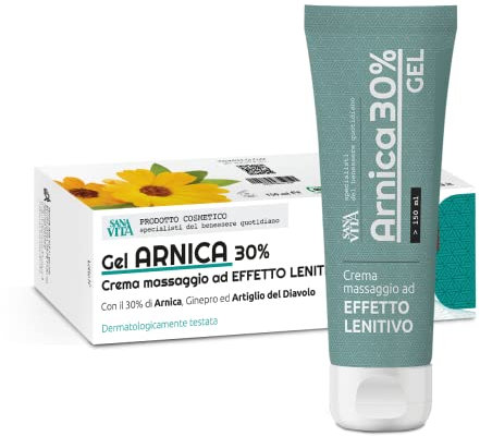 Sanavita Arnica Gel Forte 30%, Azione lenitiva, Made in Italy per muscoli e articolazioni. Artiglio del diavolo. Dermatologicamente testata - 150ml
