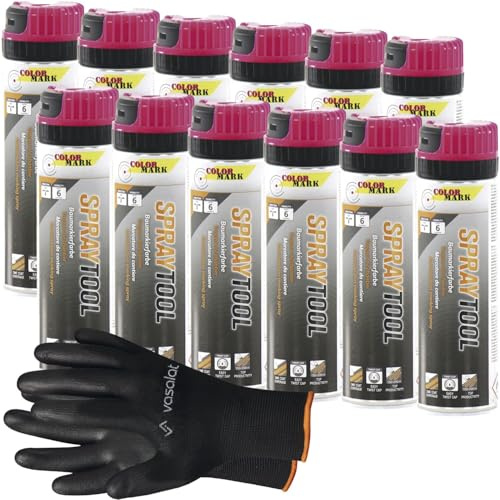 vasalat Markierungsspray Set - Markierspray Neon pink für schnelle und saubere Markierungen, 12 Stück