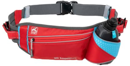 Kurgo On Trail Running Gürtel, Hands-Free Dog Running Gürtel, Taillengürtel für Spaziergänge Hunde, verstellbar, reflektierend, für Joggen und Wandern, inklusive 295 ml Wasserflasche