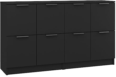 Buffets 2 pcs Noir 60x30x70 cm Bois d ingénierie