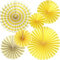 Ruidee 6Pcs Hanging Paper Fan Decorations, Colorful Fans for Parties, Carnivals, and Birthdays (Yellow)