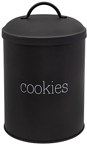 AuldHome Design Black Enamelware Cookie Jar, Large Modern Farmhouse Treats Canister