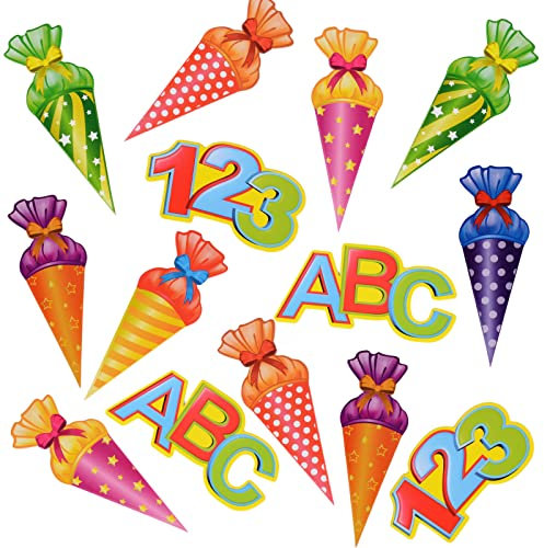 BHGT Einschulung Deko Konfetti 7.5-9cm Streudeko Tischdeko Schultüte ABC 123 Deko zu Schulanfang Schuleinführung 2025 für Schulkind Mädchen Junge Dekoration Tisch