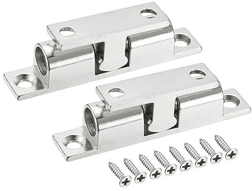 sourcing map 2Pcs 2.72 Double Ball Tension Roller Catch Zinc Alloy Tension Latch for Cabinet Closet Furniture Door, Silver