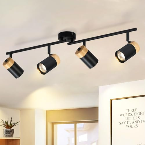 Glitzerlife Takspot Trä Svart Taklampa Takspotlights 4 Ljuskällor GU10