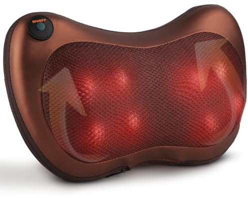 Coussin de Massage Shiatsu, Coussin Massant Chauffant, Masseur de Pétrissage Électrique Rotatif 3D, Massage pour Cou Epaules Dos Taille Cervicale Pieds Jambes, Portable Pour Maison Bureau Voiture