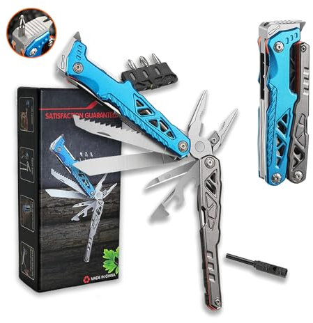 Geschenke für Männer,Multitool Werkzeug Multifunktionszange 15 in 1 Camping Zubehör Enthält Messer Sägen Nagelzieher Scheren Flaschenöffner Flint Vatertagsgeschenk