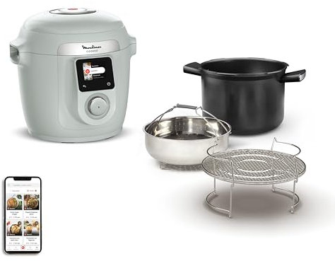Moulinex Cookeo Wifi 10-en-1, Multicuiseur intelligent haute pression, 10modes de cuisson, Rapide, Sans surveillance, Guide de cuisson pas à pas, 6 L, CE96G310