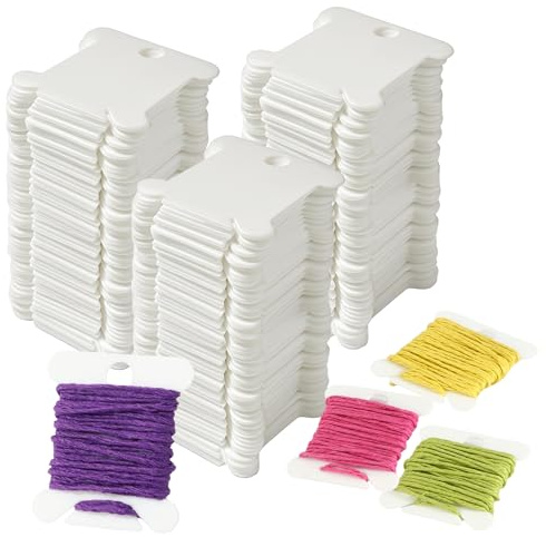 300 Piezas Tarjetas de Hilo para Punto de Cruz,Bobinas de Punto de Cruz en Plástico Blanco Organizador de Hilos de Punto de Cruz para Manualidades Bordado Bricolaje