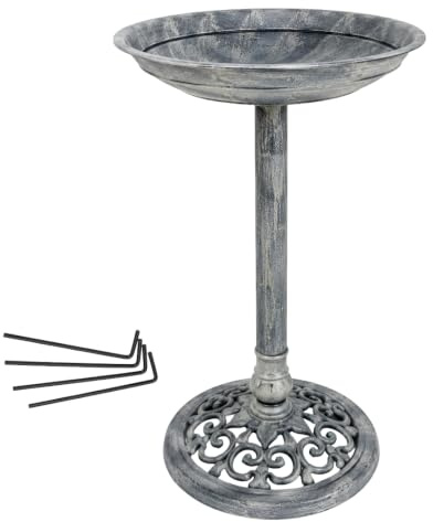 DIVCHI Bird Bath for Garden Freestanding Birdbaths Wild Birds Baths Feeder Bowl Pedestal Birdbath for Outdoors Patio Yard & Lawn Décor (Grey Classic Bird Bath)