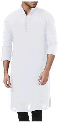 Générique Paris Gandoura Homme Artisanat Traditionnel Marocain Coton De Qualité Supérieure Coton Chemise De Nuit Blanche Longue Jelaba Homme Musulman Manteau pour Ethnique, Mariage, Soirée