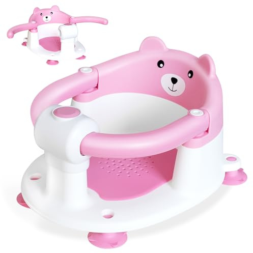 Baby Bath Seat for Babies 6 Months Plus, Toddler Bath Seats for Infant & Newborn, Baby Sit Up Chair with 4 Non-Slip Suction Cups