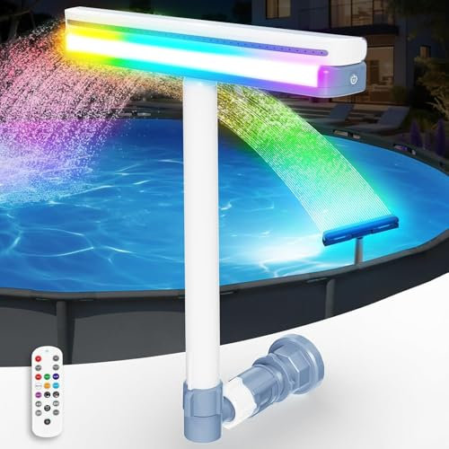 KingSom Fontaine de Piscine avec Lumières Colorées, Fontaine Piscine Cascade Rechargeable avec Télécommande & Bouton,10000mAh Fontaine Piscine Hors Sol,Fontaine Piscine Réglable,Accessoires de Piscine