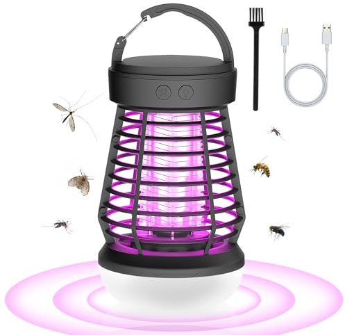 Lampe Anti Moustique, Lumiere Bleue Anti Moustique, Anti Mouche 365/395nm UV Anti Moustique, 2000mAH UV Lumière Bleue Tue Mouche, Lampe Anti Mouche avec LED Lampe