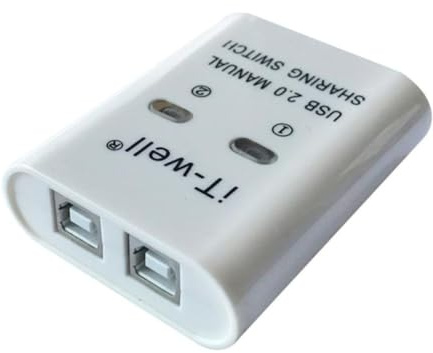 Hub de Partage Manuel USB 20, 2 Ports vers 1 Sortie, convertisseur de Transfert de données pour imprimantes et périphériques compatibles avec K1KF(White)