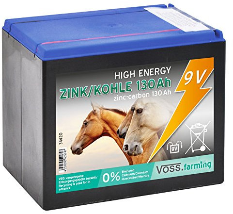 Trockenbatterie Weidezaunbatterie ZINK KOHLE 130Ah 9V, Einwegbatterie, kompakt und klein