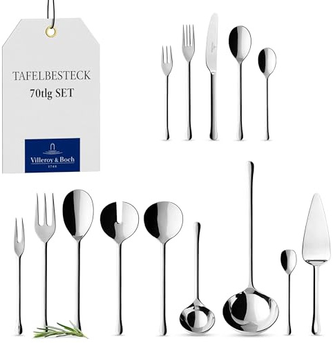 Villeroy & Boch Udine Cutlery for up to 12 People, 70 Pieces, Stainless Steel