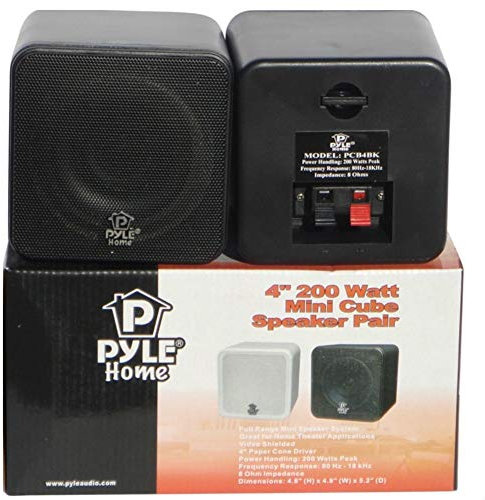 PYLE PCB4BK COPPIA DI CASSE CUBO PASSIVE PYLE PCB4BK NERE 200 WATT RMS 400 WATT MAX 12,00 CM QUADRATE PC TV DOLBY DIGITAL SURROUND O COME SATELLITI HOME THEATHER AUTO CASA CAMPER SCRIVANIA