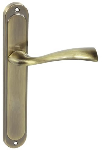domino Poignée de porte aveugle - Longue poignée de porte pour porte de chambre, de bureau, de cave et porte intérieure - En forme de L - En aluminium bronze - Poignée de porte FLY M3