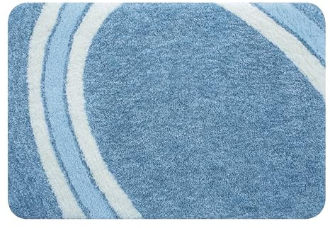 Spirella Badematte | kuscheliger Hochflor | Rutschfester Badvorleger | viele Größen | waschbar 40° | 70x120 cm | Blau