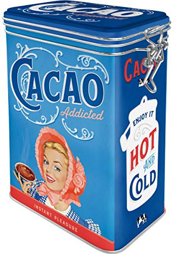 Nostalgic-Art Boîte à café rétro, Cacao Addicted – Idée de Cadeau pour la Cuisine, Récipient avec Couvercle aromatique, Design Vintage, 1,3 l